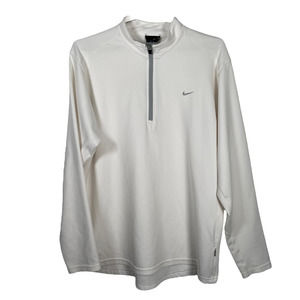 Nike Drifit Waffle Knit Half Zip White Long Sleeve Large